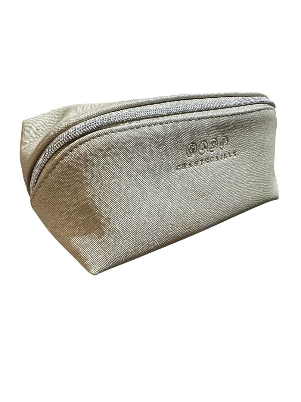 Chantecaille Evergreen Cosmetic Makeup Zip Bag Textured Beige